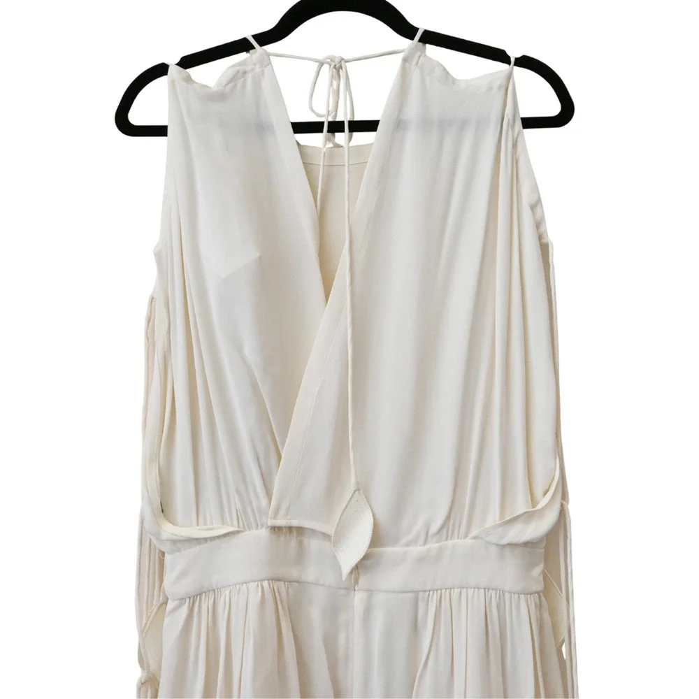 TORY BURCH Evalene New Ivory Sleeveless Tie-Shoulder Maxi Dress Size 8